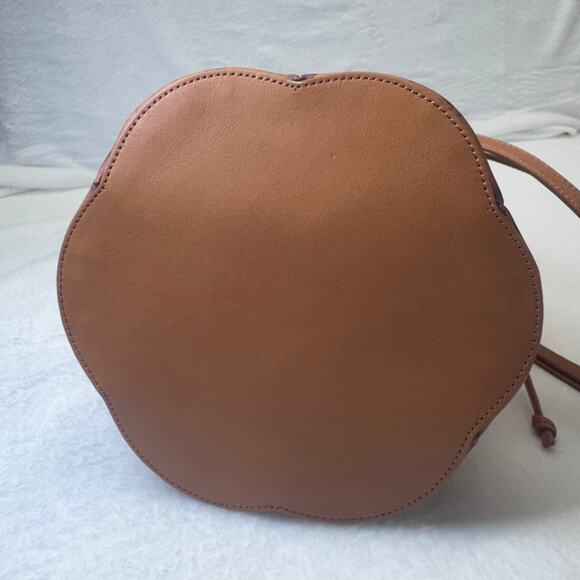 Sundance Made in Italy Brown Floral Leather Bucket Crossbody Bag RemoveableStrap - Picture 12 of 16